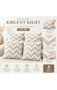 Premium Kırlent Kılıfı 4'lü Set 43x43 Cm Bej-krem Premium Kırlent Kılıfı 4'lü Set 43x43 Cm Bej-krem