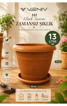 Dekoratif Antik Alt Tabaklı Saksı 13 Litre 1 Adet Dekoratif Antik Alt Tabaklı Saksı 13 Litre 1 Adet