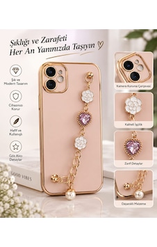Iphone 11 Uyumlu Pembe Elden Tutmalı Slikon Kılıf