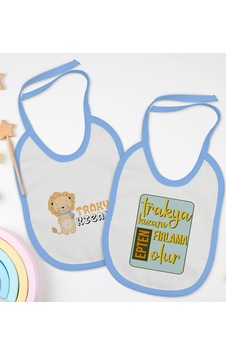 BK Kids Trakya Kızanı Tasarımlı 2’li Mavi Mama Önlüğü-1 Mavi BK Kids Trakya Kızanı Tasarımlı 2’li Mavi Mama Önlüğü-1 Mavi