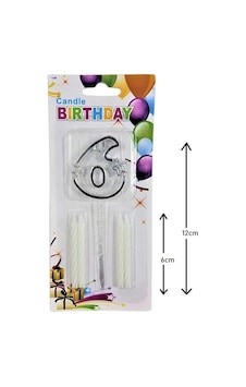 Mika Şeffaf 6 Rakam Gümüş Mum Set