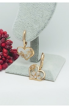 Rose Altın Kaplama Vip Seri Çiçekli Kalp Sallantılı Zarif Küpe 3 Rose Gold Rose Altın Kaplama Vip Seri Çiçekli Kalp Sallantılı Zarif Küpe 3 Rose Gold