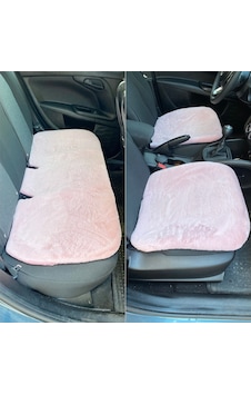 Yumuşak Tüylü Peluş Serme Oto Koltuk Koruyucu Minder Ön Arka Pudra Pembe