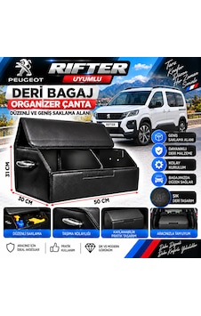 Peugeot Rifter Uyumlu Oto Bagaj Organizeri Deri Bagaj Kutu Çanta 1