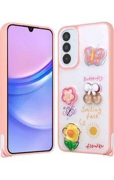 Galaxy A05s Kılıf Parlayan Simli Kabartma Figürlü Zore Cevze Kapak Pembe Galaxy A05s Kılıf Parlayan Simli Kabartma Figürlü Zore Cevze Kapak Pembe