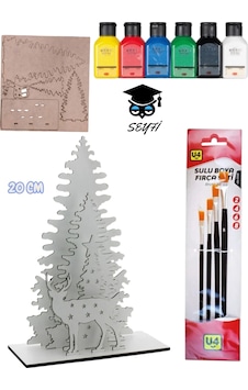 Ahşap Boyama Parçalar Yılbaşı Özel 6x75 Ml Akrilik Boya Ve 4 Adet Fırça İle Diğer Ahşap Boyama Parçalar Yılbaşı Özel 6x75 Ml Akrilik Boya Ve 4 Adet Fırça İle Diğer