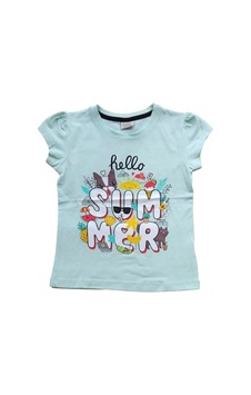 Ceo Junior Summer Baskılı Kısa Kollu Kız Çocuk T-Shirt 3-10 Yaş Turkuaz