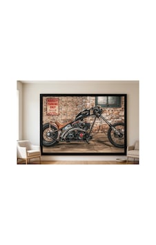 Harley Chopper Konseptli Çerçeveli Poster Vintage Motosiklet Duvar Tablosu 48x33 Cm Harley Chopper Konseptli Çerçeveli Poster Vintage Motosiklet Duvar Tablosu 48x33 Cm