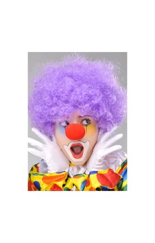 Mor Renk Kıvırcık Afro Bonus Peruk Takma Saç Ve Kırmızı Burun Seti Bx40 Mor Renk Kıvırcık Afro Bonus Peruk Takma Saç Ve Kırmızı Burun Seti Bx40