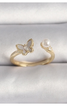 Gürbelle Pirinç Gold Renk Zirkon Taş Detaylı Beyaz Mineli Kelebek Model İnci Detay Ayarlanabilir Altın Gürbelle Pirinç Gold Renk Zirkon Taş Detaylı Beyaz Mineli Kelebek Model İnci Detay Ayarlanabilir Altın
