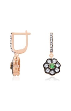 Tektaş - Pembe Altın 14 Ayar Trend Renkli Taşlı Küpe N11.19260 Tektaş - Pembe Altın 14 Ayar Trend Renkli Taşlı Küpe N11.19260