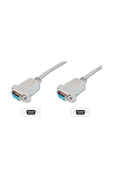 Modem Bağlantı Kablosu, D-Sub9 Dişi - D-Sub9 Dişi, 3 metre, vida Modem Bağlantı Kablosu, D-Sub9 Dişi - D-Sub9 Dişi, 3 metre, vida