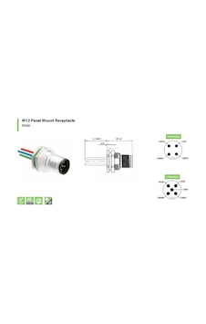Ercontec Erf12p-ms5c-0,20pvc ,düz/m12-5pin/erkek Pvc-20cm Panel Tip Soket Ercontec Erf12p-ms5c-0,20pvc ,düz/m12-5pin/erkek Pvc-20cm Panel Tip Soket
