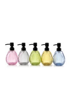 Alvetro Alv-03 Şeffaf Renkli Cam Sıvı Sabunluk 360 Ml - Altıgen Çizgili Desenli- 12'li Paket Alvetro Alv-03 Şeffaf Renkli Cam Sıvı Sabunluk 360 Ml - Altıgen Çizgili Desenli- 12'li Paket