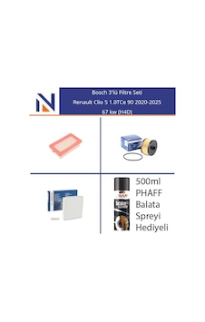 Renault Clio 5 1.0tce 90 2020-2025 Bosch 3'lü Filtre Seti Renault Clio 5 1.0tce 90 2020-2025 Bosch 3'lü Filtre Seti