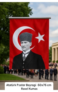 Atatürk Poster Bayrağı - 50x75 Cm Raşel Kumaş Atatürk Poster Bayrağı - 50x75 Cm Raşel Kumaş