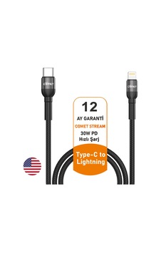 Stream İphone Uyumlu 30w Pd Hızlı Şarj Kablosu 1.2m Örgülü Type-c To Lightning Siyah