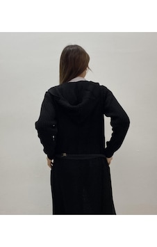 Onno Style Woman Spor Kapşonlu Lüpenli Hırka Siyah Onno Style Woman Spor Kapşonlu Lüpenli Hırka Siyah