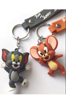 Tom Ve Jerry 3d Çift Anahtarlık Ve Çanta Süsü 2 Adet Gri - Kahverengi