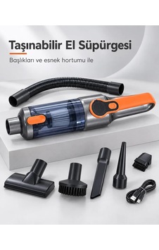 Şeffaf Toz Hazneli Gri Turuncu El Süpürgesi Temizlik Başlıkları Ve Usb Şarj Kablolu Diğer Şeffaf Toz Hazneli Gri Turuncu El Süpürgesi Temizlik Başlıkları Ve Usb Şarj Kablolu Diğer