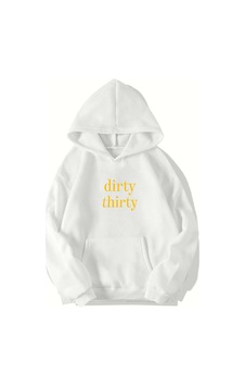 Brz Collection Unisex Oversize Dirty Thirty Yellow Hoodie Beyaz Brz Collection Unisex Oversize Dirty Thirty Yellow Hoodie Beyaz