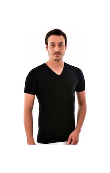 Lukitus Elit 1303 V Yaka Kısa Kol Erkek Fanila 2 Adet Siyah
