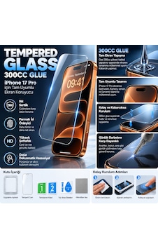 İphone 17 Pro Uyumlu Premium 300cc Glue Tempered Glass Anti Static & Finger Print İphone 17 Pro Uyumlu Premium 300cc Glue Tempered Glass Anti Static & Finger Print