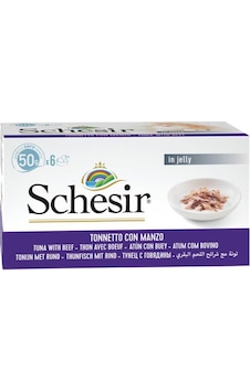 Schesir Ton Balıklı ve Biftekli Yaş Kedi Maması 6 Al 5 Öde 50 G