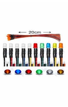 10 Adet12v 5mm Turuncu Diffüz Led 20 Cm Kablolu Turuncu