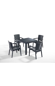 4 Kişilik Antrasit Rattan Bahçe Masa Sandalye Takımı - 90x90 Cm Ş Antrasit 4 Kişilik Antrasit Rattan Bahçe Masa Sandalye Takımı - 90x90 Cm Ş Antrasit