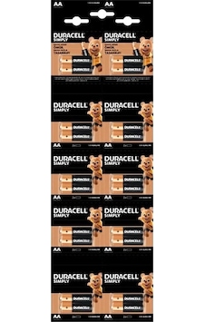 Duracell 20'li Kartela Aa 1.5 Volt Kalem Pil -uzun Ömürlü Lr6/mn1500 Alkalin Pil