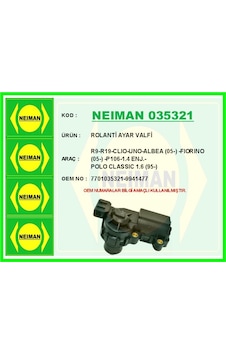 Neıman 035321-99 Rolanti Ayar Valfi R9-r19-clio-uno-albea 05- -fiorino 05- -p106-1.4 Enj.-polo Seriıc 1.6 95- 7701035321-9941477 Neıman 035321-99 Rolanti Ayar Valfi R9-r19-clio-uno-albea 05- -fiorino 05- -p106-1.4 Enj.-polo Seriıc 1.6 95- 7701035321-9941477