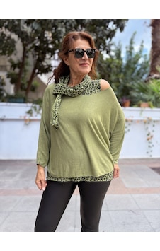 İtalyan Leopar Detaylı Şal Triko Bluz Takım Fıstık Yeşil Fıstık Yeşili İtalyan Leopar Detaylı Şal Triko Bluz Takım Fıstık Yeşil Fıstık Yeşili