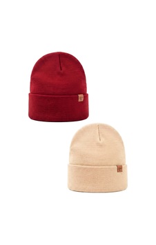 Sayzen Your Shine Unisex Basic Katlamalı 2'li Bere Set Bordo-krem Sayzen Your Shine Unisex Basic Katlamalı 2'li Bere Set Bordo-krem