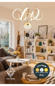 Kıvrımlı Toplu 3 Renk Işık Özellikli Power Led Kaplama Sarkıt Led Avize Salon Avize Gold Kıvrımlı Toplu 3 Renk Işık Özellikli Power Led Kaplama Sarkıt Led Avize Salon Avize Gold