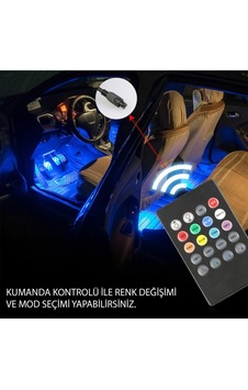 Araç Içi Aydınlatma Kumandalı Müziğe Duyarlı 12 Led Ayak Altı Led Araç Içi Aydınlatma Kumandalı Müziğe Duyarlı 12 Led Ayak Altı Led