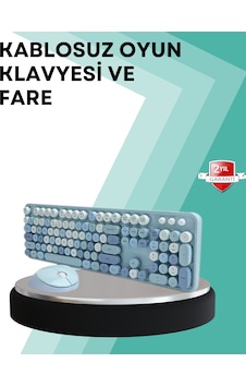 Kablosuz Klavye Ve Mouse Seti Sessiz Tuş Retro Tasarım Kablosuz Klavye Ve Mouse Seti Sessiz Tuş Retro Tasarım
