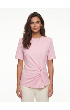 Onloox Kadın Pembe Pembe Yumuşak Dokulu Kısa Kollu Rahat Kalıp Vatkalı Omuz Yanı Düğüm Detaylı T-shirt Onloox Kadın Pembe Pembe Yumuşak Dokulu Kısa Kollu Rahat Kalıp Vatkalı Omuz Yanı Düğüm Detaylı T-shirt