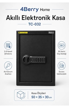 Tc-032 Akıllı Elektronik Kasa Dijital Şifreli Güvenlik Kasası, Acil Durum Anahtarlı