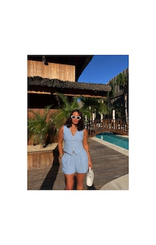 Gigi Wardrobe Monaco Yelek Şort Takım Mavi Mavi Gigi Wardrobe Monaco Yelek Şort Takım Mavi Mavi