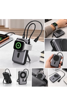 İphone 14 Uyumlu 3 Ü 1 Arada Manyetik Kablosuz Şarjlı Powerbank Akıllı Saat Şarjı, Dahili Type-c Kablo Ve Stand Özellikli Siyah İphone 14 Uyumlu 3 Ü 1 Arada Manyetik Kablosuz Şarjlı Powerbank Akıllı Saat Şarjı, Dahili Type-c Kablo Ve Stand Özellikli Siyah