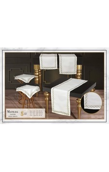 Krem-gümüş Matilda Model 5 Parça Keten Masa Örtüsü Runner Seti Salon Takımı Krem-gümüş Matilda Model 5 Parça Keten Masa Örtüsü Runner Seti Salon Takımı
