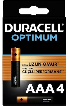 Duracell Optimum AAA Alkalin İnce Pil 4'lü Blister Duracell Optimum AAA Alkalin İnce Pil 4'lü Blister