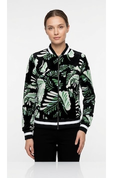 Neden Tekstil Kadın Desenli Bomber Fit Ceket - Siyah