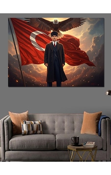 Bayrak Önünde Atatürk Ve Kartal Dekoratif Kanvas - Mdf Ahşap Tablo Bayrak Önünde Atatürk Ve Kartal Dekoratif Kanvas - Mdf Ahşap Tablo