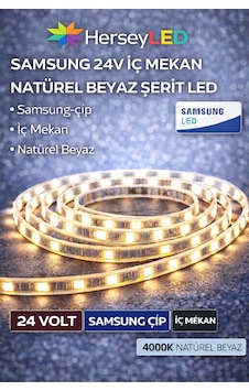 Samsung Şerit Led 24v 2835/60 Ledli 4000k İç Mekan Ip20 5 Metre/ Paket Samsung Şerit Led 24v 2835/60 Ledli 4000k İç Mekan Ip20 5 Metre/ Paket