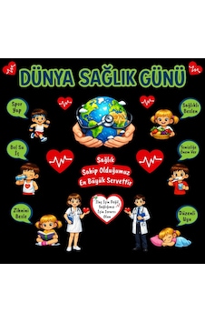Dünya Sağlık Günü Okul Panosu Figür Seti Hazır Kesim Sınıf Süsü 7 Dünya Sağlık Günü Okul Panosu Figür Seti Hazır Kesim Sınıf Süsü 7