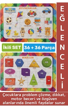 Eğlenceli Motor Zihinsel Beceri Geliştiren Eğitici Çocuk Puzzle Oyuncaklar Şekiller İkili Set 36 Prç Eğlenceli Motor Zihinsel Beceri Geliştiren Eğitici Çocuk Puzzle Oyuncaklar Şekiller İkili Set 36 Prç