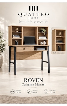 Roven Raflı Çalışma Masası Ahşap Roven Raflı Çalışma Masası Ahşap