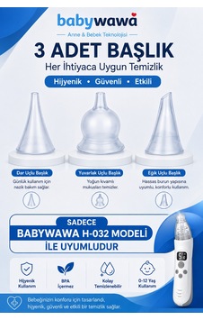 Babywawa H-032 3'lü Silikon Burun Aspiratörü Yedek Başlık Seti Babywawa H-032 3'lü Silikon Burun Aspiratörü Yedek Başlık Seti